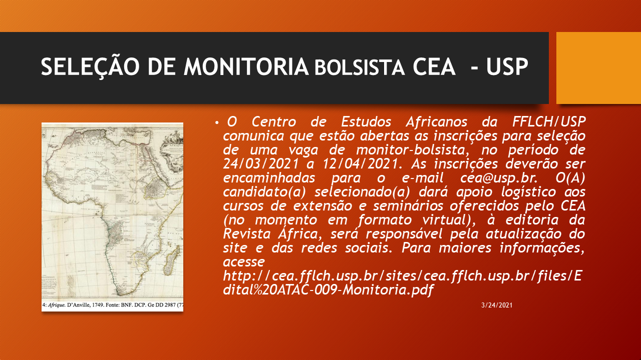 Edital de Monitoria - CEA - FFLCH - USP